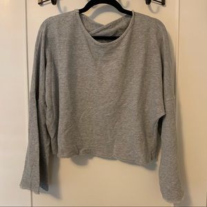 Vaute Couture Grey Cross-Back Crop Sweatshirt Med